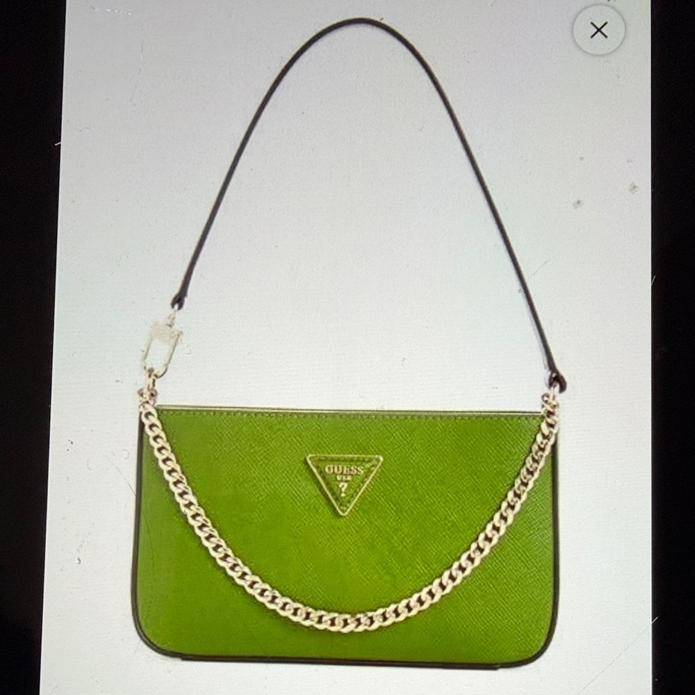 GUESS Lime Green Chain-Accent Shoulder Bag